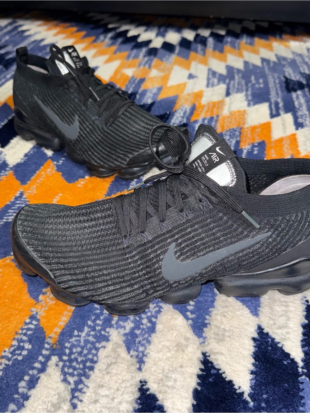 Nike Air VaporMax Flyknit 3.0 Triple Black Sneaker Shoe Atheltic Men's Size 13